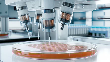 A photograph of biomedical laboratory working on artificially grown organic tissues