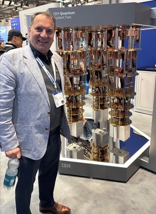 David Hinkler at the IBM Quantum System Two display, Hannover Messe 2026