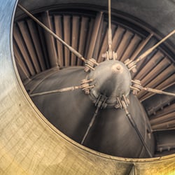 A close-up photograph of an aircraft turbine.