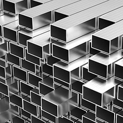 Photograph of finished parts after metal forming production in the plant