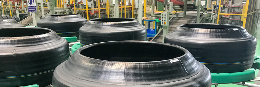 Tire manufacturing plant making new tires